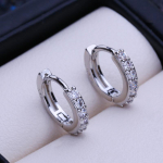 LSOOYH Clip K&otilde;rvar&otilde;ngad H&otilde;bedased Moodsad K&otilde;rvar&otilde;ngad Naistele Geomeetria Cubic Zirconia Stud K&otilde;rvar&otilde;ngad Ehted valge