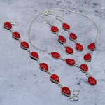 Natural Red Onyx Gemstone Handmade 925 Sterling Silver Gift Jewelry Set k8u29