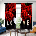 2tk Noorkuu Roosi lille Mood Kardinad Kodukaunistuse Kardinad 3D Digitaalne Tr&uuml;kivarras Taskukardinad Elutoa sisustus W50xH130(CM)x2PCS-Rod pocket