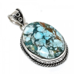 Natural Tibetan Turquoise Gemstone 925 Sterling Silver Pendant 2.05 p4q51