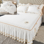 Puuvillane harjatud liibuv voodiseelik, kaks-&uuml;hes, paksendatud tepitud eemaldatav puuvillane voodikate, kolmeosaline voodipesukomplekt 150*200cm 3pcs