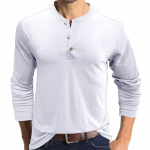 Meeste Henley s&auml;rgid pikkade varrukatega, pehme vabaaja Slim Fit Basic Stretch hingav Henley T-s&auml;rk treeningu niiskust imav sportlik tops meestele S valge