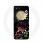 Coque Samsung Galaxy Z Flip5 Demon Slayer Tanjiro Kamado &eacute;nerv&eacute; manga anime