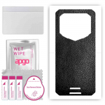 apgo Protective Skin Sticker for the back compatible with Oukitel WP15, Wrap Film, Foil, Vinyl - Pattern Black Leather