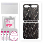 apgo kaitsev nahakleebis seljale, mis &uuml;hildub Samsung Galaxy Z Flip 5G-ga (esimene mudel 5G), Kile, foolium, vin&uuml;&uuml;l &ndash; mustriga s&uuml;simusta Pix