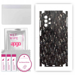 apgo Protective Skin Sticker for the back+sides compatible with Samsung Galaxy M32 5G, Full Wrap Film, Foil, Vinyl - Pattern Carbon Black Pixel