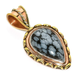 Looduslik lumehelbe obsidiaan kahev&auml;rviline 925 prooviga h&otilde;be ripats 1,50' W7p45