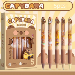 5 tk Capybara geelpliiatsite komplekt, metallist multifilmi plaaster, 0,5 mm kuulipuu, musta v&auml;rvi tint kirjutamiskoolile