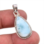 Natural Republic Larimar Kivist K&auml;sit&ouml;&ouml;na Valmistatud 925 Prooviga Tahkest H&otilde;bedast Ripats 1,50 l8h69 white