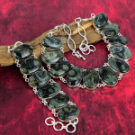 Star Galaxy Jaspise ehted, 925 tahke h&otilde;bedane ehtekomplekt, suurep&auml;rane naturaalsest v&auml;&auml;riskivist kaelakee ja k&auml;ev&otilde;ru, k&auml;sit&ouml;&ouml;na valmistatud jaspisest ehe kingitus armastusele Adjustable With 8"-18"