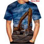 Suvine meeste T-s&auml;rk Funny Excavator 3D Prindiga T-s&auml;rk meestele R&otilde;ivad O-kaelusega l&uuml;hikeste varrukatega Spordir&otilde;ivad T&auml;navar&otilde;ivad Suured topid S