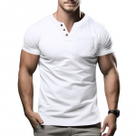 Summer new short-sleeved men's t-shirt cross-border Slim casual men's v-neck short-sleeved t-shirt tops M valge