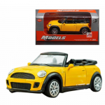 1/32 skaala sulamist metallist tagasit&otilde;mmatav survevalu miniautomudel koos helivalgustusega miniautom&auml;nguasjaga lastele ja avatud uksega 1/32-Size:12.7*5.8*4cm kollane