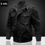 S-6XL T&ouml;&ouml;riided Meeste jope vabaaja krae m&auml;rk Tikitud jakk Meeste mantlid Lennujakk M must