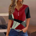 Naiste T-s&auml;rgi T-s&auml;rgi n&ouml;&ouml;biga l&uuml;hikeste varrukatega igap&auml;evane n&auml;dalavahetuse mood V-kaelusega tavaline topp L sinine