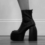 Punk stiilis platvormsaapad Naiste paksud kontsaga poolsaapad Seksikad k&otilde;rge kontsaga kingad Mustad venivad pikad saapad Naiste peokingad 39