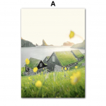 Rohep&otilde;ld Loodus Kevadtaim Tuuleveski Botaanika Autol&otilde;uendimaal Talumaja plakat Seinakunsti pilt elutoa kodukaunistuseks 21X30cm No Frame