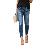 Naiste Keskmise V&ouml;&ouml;kohaga Kitsad Teksad Rebitud Plaaster Teksad &Uuml;legabariidilised Denim P&uuml;ksid P&uuml;ksid Teksad Venivad Pliiatsip&uuml;ksid XS sinine