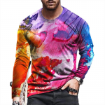 V&auml;rvikunst Graffiti Street Fashion 3D Harajuku Print meeste ja naiste pikkade varrukatega originaal T-s&auml;rk top S