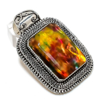 Ammolite Gemstone Handmade 925 Sterling Silver Jewelry Pendant 2.25 b5k38
