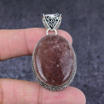 Strawberry Quartz Gemstone Handmade 925 Sterling Silver Gift Pendant 2.09 p8u88