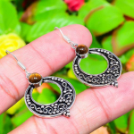 Tiger Eye Gemstone Handmade 925 Sterling Silver Jewelry Earring 1.85 u9t75