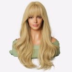 Taylor Swifti blond parukas - Loodusliku v&auml;limusega s&uuml;nteetiline lokkis juus sirge tukaosaga | Pikk laineline naistele, peoks ja cosplayks 60cm 24inch kuld