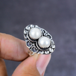 Natural Mother Of Pearl Gemstone Handmade 925 Sterling Silver Ring Size 9 m1j42