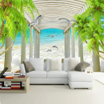 3D seinamaalingud Tapeet maastik Kookospalmi rannas meremaastik Fototapeet elutoa diivani taustaks Kodukaunistus 200 cm(W) x 140 cm(H)