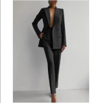 Moodne roosa punane must valge elegantne bleiser&uuml;likond laia s&auml;&auml;rega p&uuml;ksid kaheosalised komplektid naiste komplektid klassikaline OL Work Street Outfit spordidress XXL must
