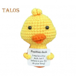 Positiivne heegeldatud kollane pardinukk koos julgustava kaardiga emotsionaalse toega K&auml;sitsi valmistatud kudumine Loomade kaunistused Lastele T&auml;iskasvanute stressi leevendav m&auml;nguasi B