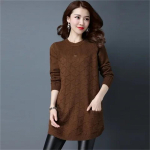 Korea kampsun naistele s&uuml;gis-talvine pikk kampsun pullover naissoost lahtine pikkade varrukatega aluss&auml;rk kudumid kampsunid daami topid M hall