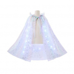 Laste Halloweeni mantel LED-valgusn&ouml;&ouml;riga, l&auml;bipaistva v&otilde;rgusilmaga, litriga kapuutsiga, paeltega lips Printsessi stiilis j&otilde;ulupeo kost&uuml;&uuml;m pont&scaron;o valge