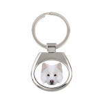 Finnish Lapphund, Finnish Lapponian Dog - geometric keychain with a photo and the inscription Art-Dog