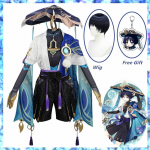 Scaramouche Kunikuzushi Balladeer Wanderer Cosplay kost&uuml;&uuml;m, kost&uuml;&uuml;m, m&uuml;ts Halloweeni kost&uuml;&uuml;m Anime riided koomiksitele Cn L-(Suit+Wig+Hat)