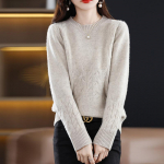 Naiste ka&scaron;miir kampsun Qinghe ka&scaron;miir 30% ka&scaron;miir 70% vill s&uuml;gis-talvine ka&scaron;miir paks pullover pehme ja soe L kollane