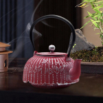 Cast Iron Teapot for Boiling Water 40.5 oz Traditional Tea Maker Kettle Lovers Gift punane