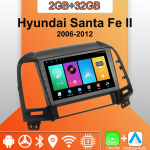Android Carplay Auto Raadio Hyundai Santa Fe II 2006-2012 jaoks Multimeediam&auml;ngija Peaseade Stereo GPS Navigatsioon BT WIFI 2+32GB 2+32GB