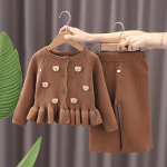 T&uuml;drukute kampsun p&uuml;kste komplekt Mirador Style Kootud Kaheosaline s&uuml;gistalvine kampsun p&uuml;kste komplekt Baby Bear Moekas topp + p&uuml;ksid 80cm pruun