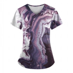 Naiste mood tr&uuml;kitud t&ouml;&ouml;vorm tasku T-s&auml;rgiga l&uuml;hikeste varrukatega L sinine