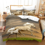 Metsikud hobused tekikotikomplekt 3D-tr&uuml;kk Loomade teema Ainulaadne eksootiline stiil Tekikott King Size lastele Pol&uuml;ester voodipesukomplekt 140x210cm 2pcs