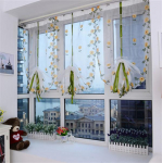 Lilleaken Maaelu Magamistoa Sisustus L&auml;bipaistev kardin kardin Tikitud liblikas Moodne l&uuml;hikesed Rooma kardinad Valance W 80X H 100cm 1PC