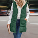 Naiste s&uuml;gisesed &uuml;mberp&ouml;&ouml;ratavad vestid varrukateta jakk lukuga kapuutsiga taskud pikad soojad talvised &uuml;ler&otilde;ivad XL roheline