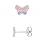 LEA &; ARTHUR - Laste k&otilde;rvar&otilde;ngad "ROOSA LIBLIKA" mustriga 925 Sterling Silver, roodiumiga kaetud ja; ROOSA-MAUVE email - Laste ehted