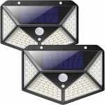 Lot de 2 Lampe Solaire Exterieur 100 LED 2200 mAh Claire Extrieur Tanche 270 Lumire Solaire Dtecteur de Mouvement 180