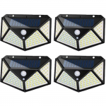 Hengxin-4 pack solaire exterieur lamp 100 led de &eacute;clairage D&eacute;tecteur de Mouvement Lumi&egrave;re murale