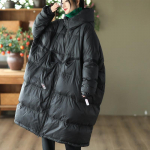 2024 Talvine Paks Retro Moodne Pikendatud Valge Pardisule Soe Jakk Suur Versioon Vaba Kapuutsiga Sulejakk Naised One Size must