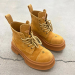 Kollased paksud platvormsaapad naiste kiudnahast luksuslikud disainiga kingad naistele paksu p&otilde;hjaga t&otilde;stev retrosaapad Botas 35 kollane
