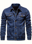 S&uuml;gis Meeste &Uuml;hev&auml;rvilised Denimjakid Mood Mootorrattur Vintage Teksajakid Meestele Slim Fit Puuvill Vabaaja Must Sinine Mantlid S sinine
