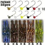 Ned Rig kalastuskomplekt pehmete plastmassist usside, Swimbait'i, Minnow'i, j&otilde;ev&auml;hi, Shroomi s&ouml;&ouml;tadega &ndash; PVC landid bassi, forelli, haugi jaoks &ndash; erinevat v&auml;rvi, mitmes komplektis 1 Set mitmev&auml;rviline